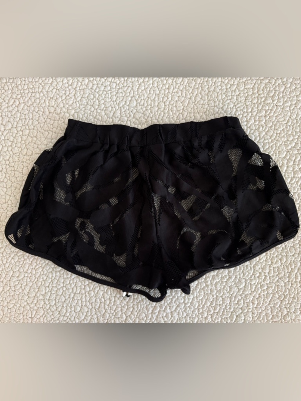 Black Sheer Mesh Swim Coverup Shorts - Picture 2 of 4